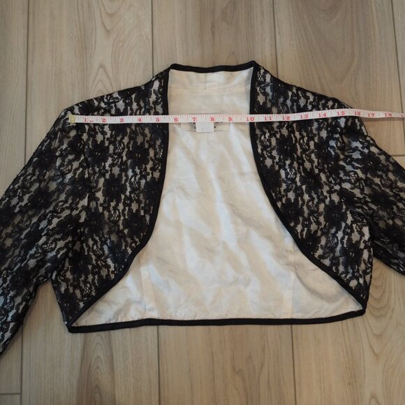 Vintage Y2K Whimsygoth Black Lace Bolero Jacket Sz 8 J.R. NITES Vampirecore - Picture 8 of 9